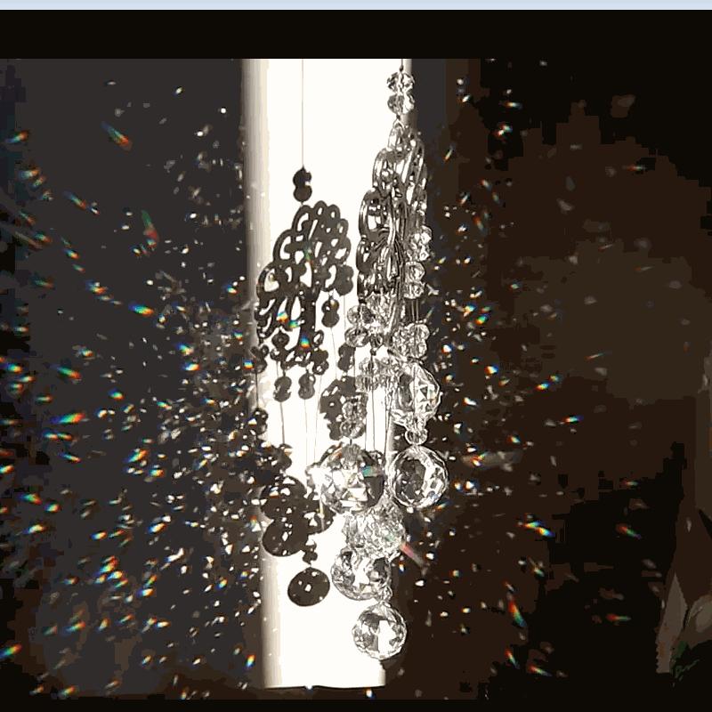 Crystal Wind Chime Rainbow Windchime Sun Catcher Handmade Bohemian Pendant Home Garden Ornament for Bedroom Window Decoration