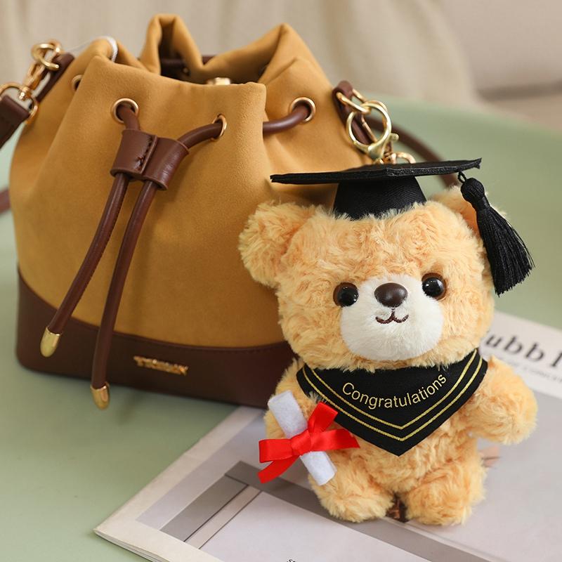 15cm Graduation Bear Plush Toy Cute Teddy Bear Pendant Soft Doll Boys Girls Students Graduation Gift Mini Car Bag Decoration