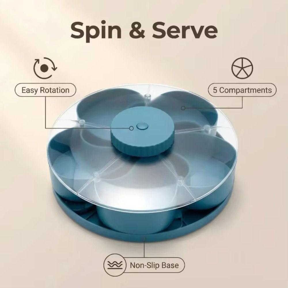Multi Grid Rotating Snack Tray Divided Spins Candy Nut Storage Snack Box Container  for Home,Picnic