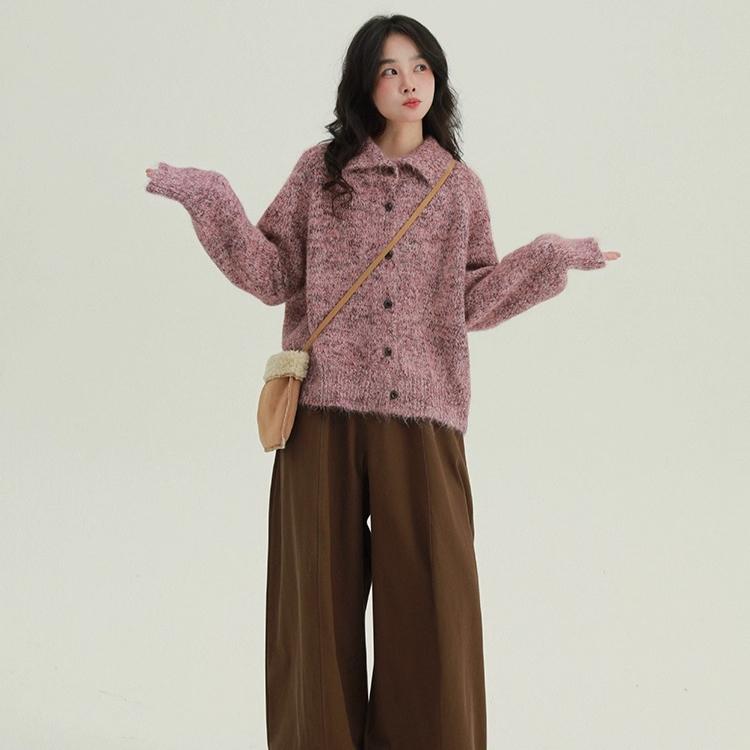 DIMANAF 2025 New Sweaters Buttons Turtleneck Cardigan Autumn Women Solid Knitting Loose