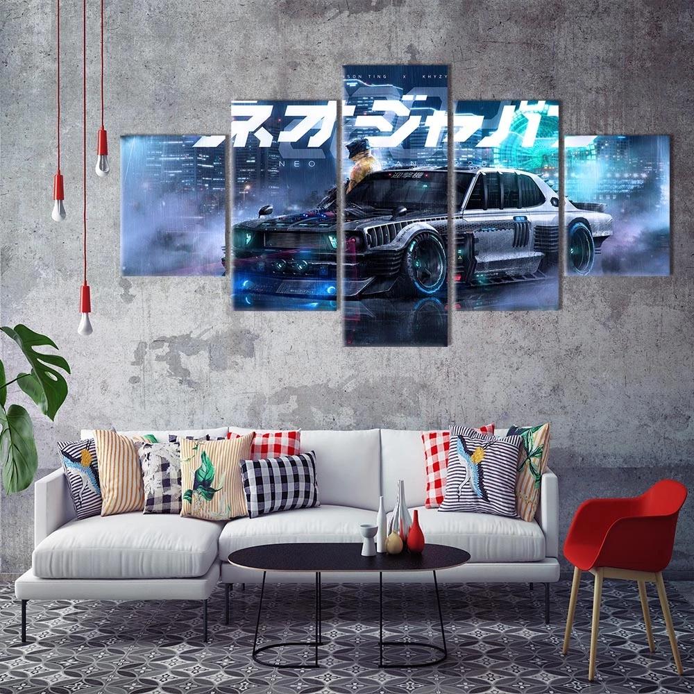 Posters Modular Prints HD 5 Pieces Racing Game Canvas Painting No Framework Picture Modern Living Room Home Decoration Wall Art