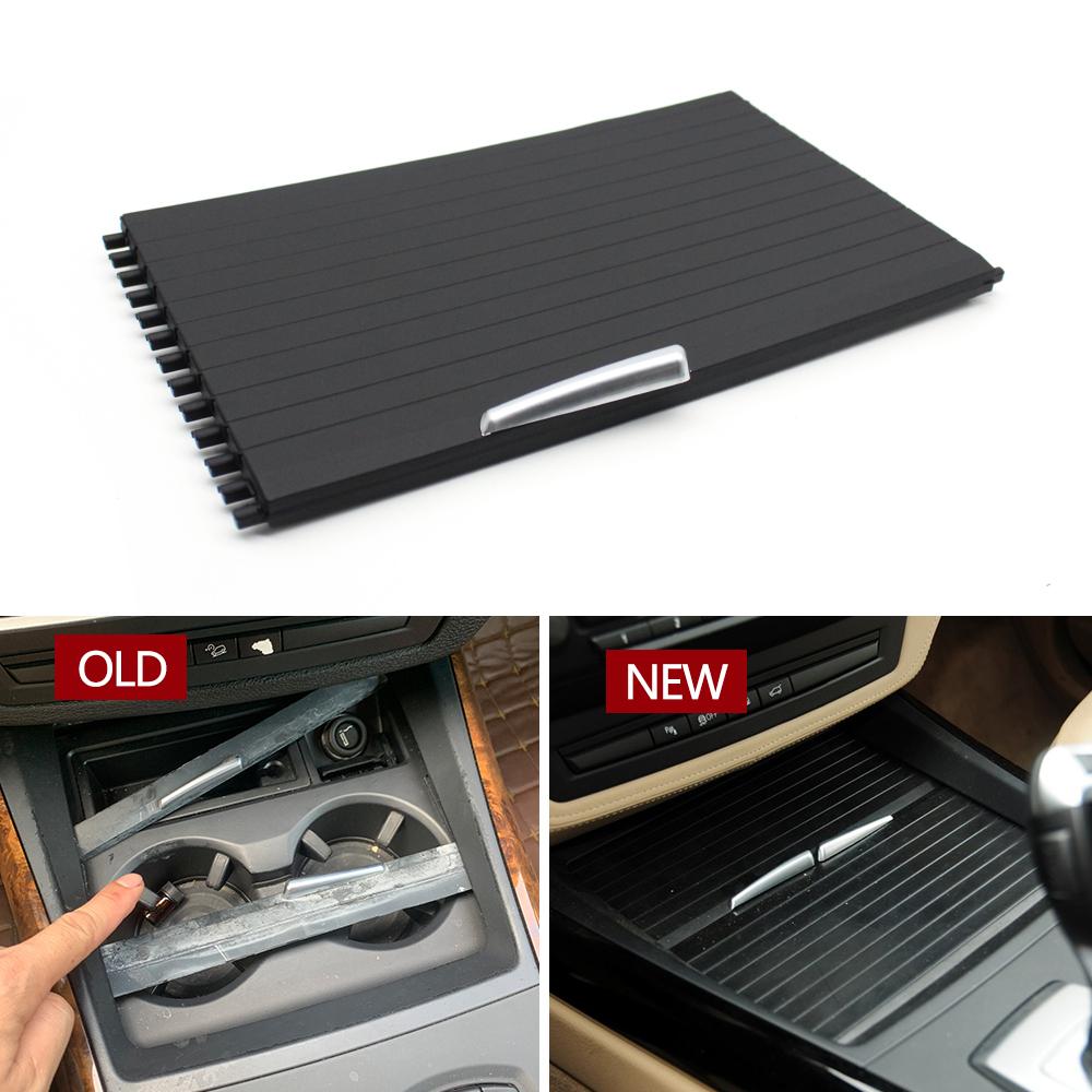 LHD RHD Car Front Rear Central Console Water Cup Drink Holder Rolling Cover Replacement For BMW X5 X6 E70 E71 E72 2007-2014