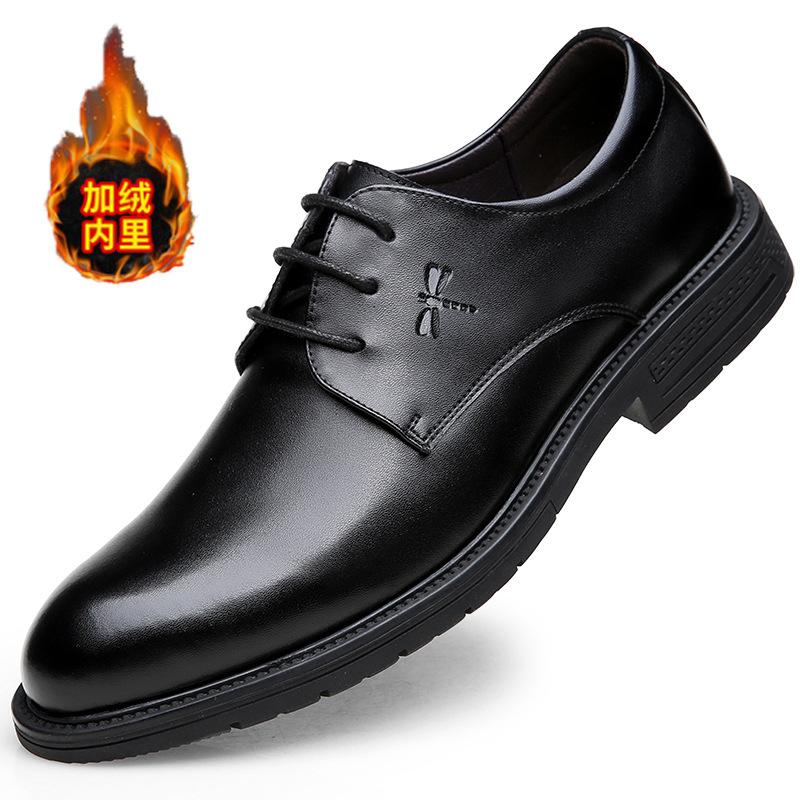 

2025 осень-зима мужская обувь больших размеров корейская версия модных кожаных туфель из натуральной кожи британский деловой бархат термокожа 48