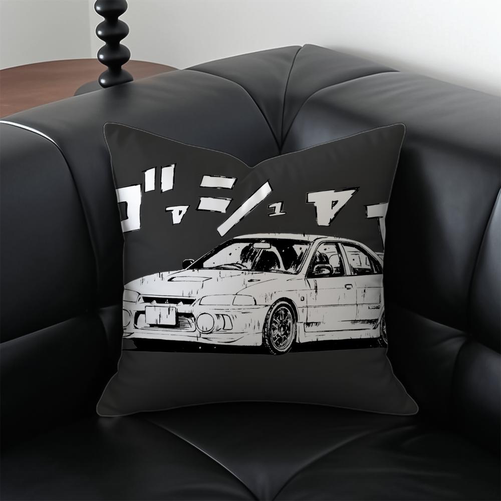 Anime Racing IInitial D Cushion Cover Pillow Case Antidustmite Invisible Zipper Silky Plush Cushion