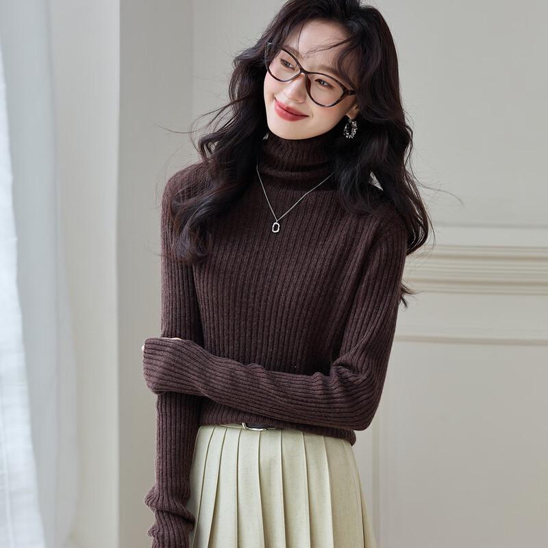 

Srcr Women s Seamless Ribbed Pure Wool High-Neck Sweater One Size