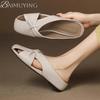 Fashion Mules Casual Shoes Woman Square Toe Slippers Women Heeled Sandals 2025 Trend Summer Elegant Dress Soft Leather Comfort Sandalias