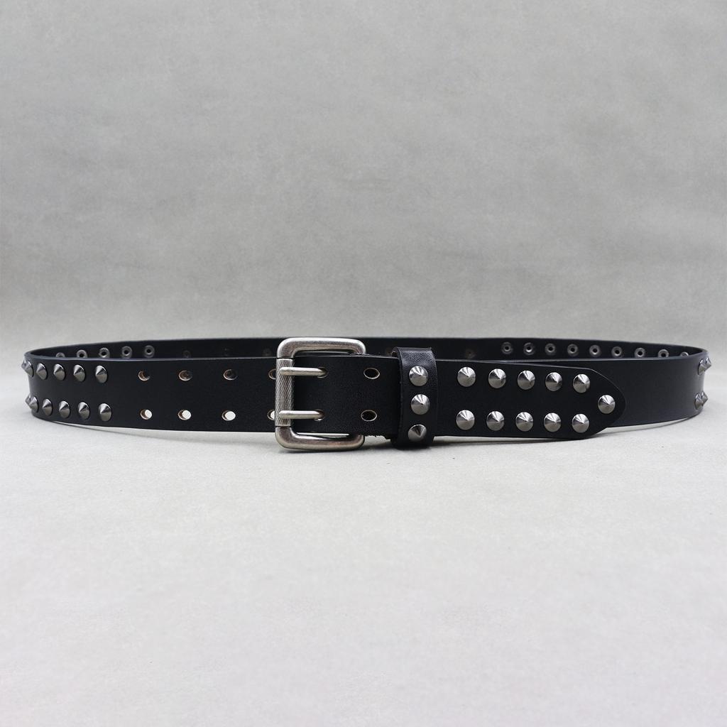 New Pure Cowhide Personalized Rivet Belt Skull Spike Decoration Trendy Denim Pin Buckle Punk Belt