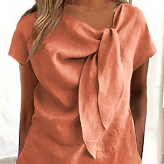 Sukienka midi dla kobiet z ozdobnym kołnierzykiem i ramiączkami, z krótkim rękawem, jednokolorowa, luźna, letnia, swobodna sukienka