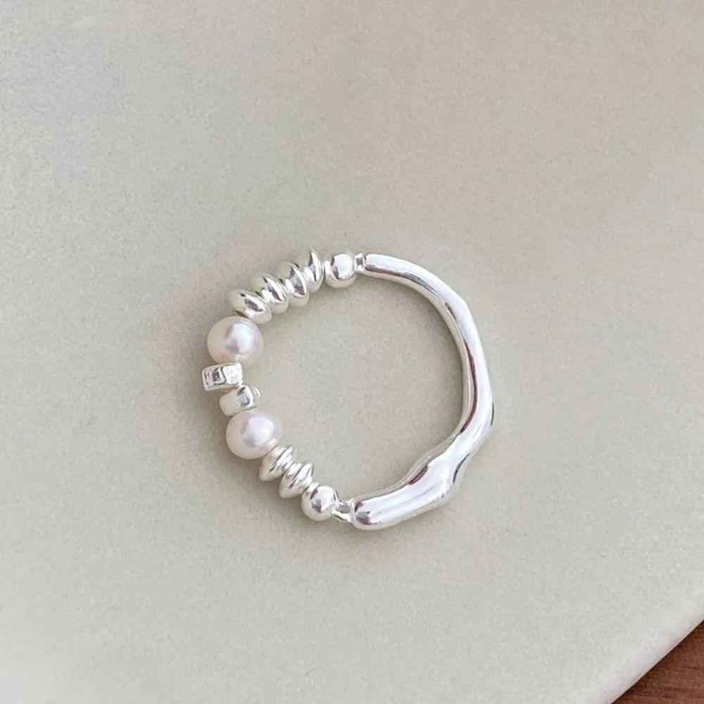 Irregular Pearl Finger Rings Light Luxury Personality Rings Minimalist Design Rings Daily Wear