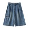 Chuyu Women's American Workwear Wide-Leg Denim Shorts
