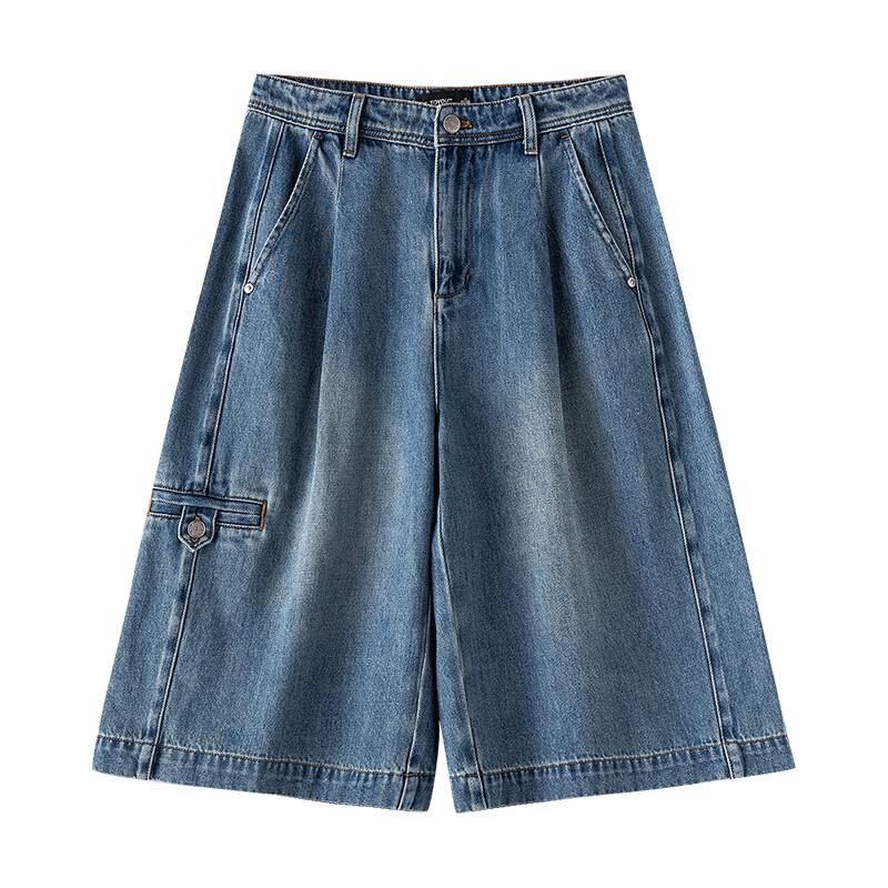 Chuyu Women's American Workwear Wide-Leg Denim Shorts