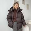 Womens Loose Fit Cotton Puffer Jacket With Hood Fall 2026 Warm Mid-Length Outerwear Daily Commute