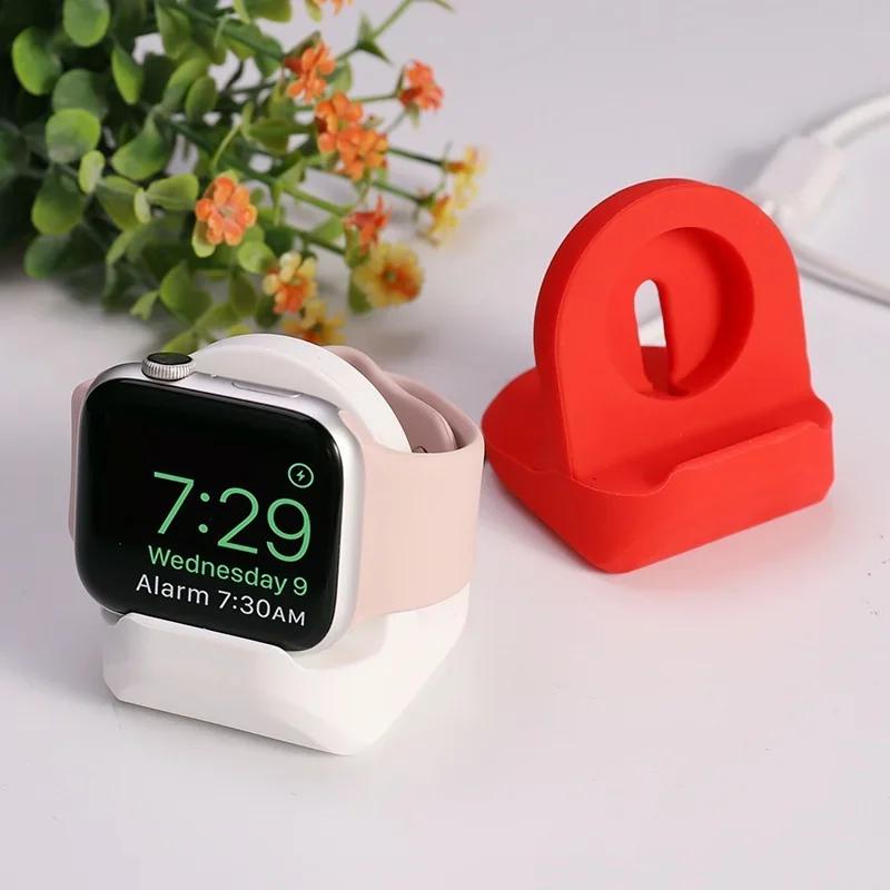 Silicone Charger Stand for Apple Watch Serie 10 9 8 7 6 54SE Apple watch Iwatch Station Dock Charging Desktop Holder Accessories