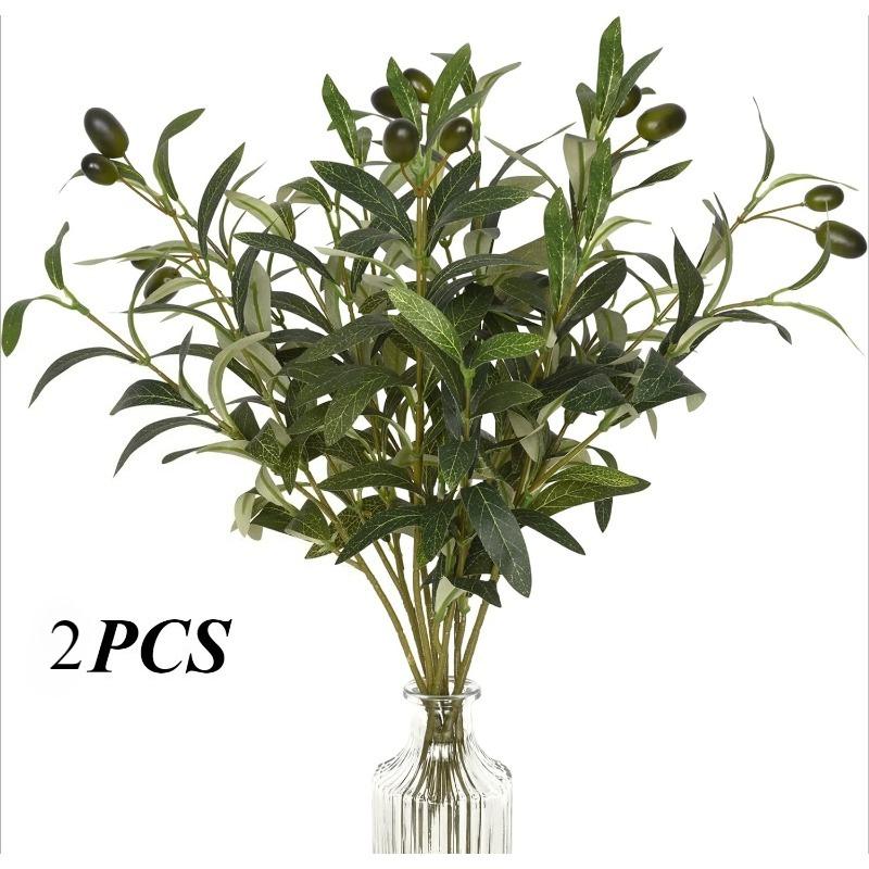 2/6/9PCS Olive Branches Artificial Plants Greenery Stems Olive Leaves Fake Fruits Silk Plants