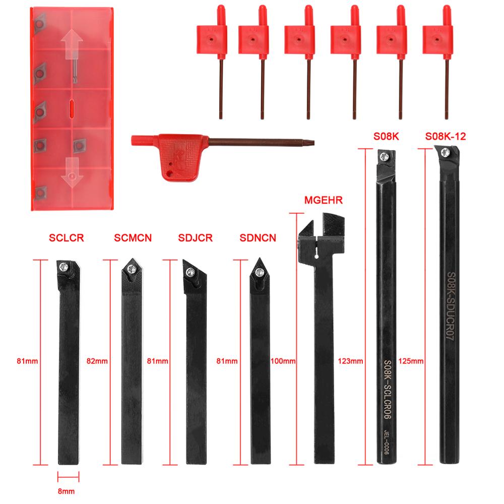 Codolo 8mm 10mm 12mm 16mm Portautensili per tornitura per tornio Barra d'alesatura Utensile per tornio Fresa per tornio CNC Portainserti e inserti per tornitura metallo