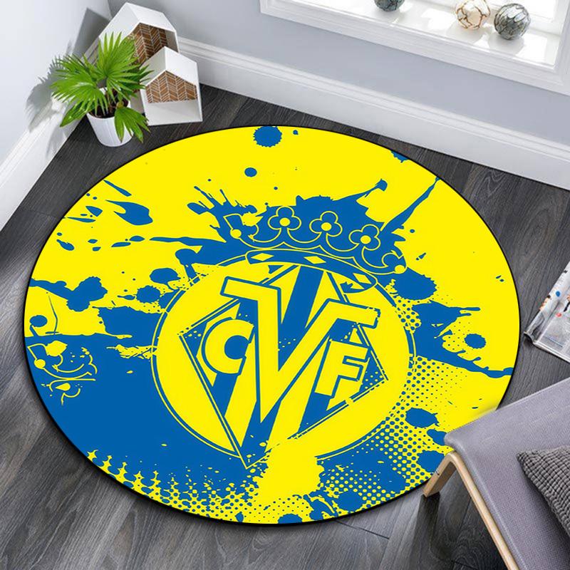 Villarreal Club De Fútbol,Round Area Rug,Carpet Rug for Living Room Bedroom Sofa Playroom Decor,Non-slip Floor Mat