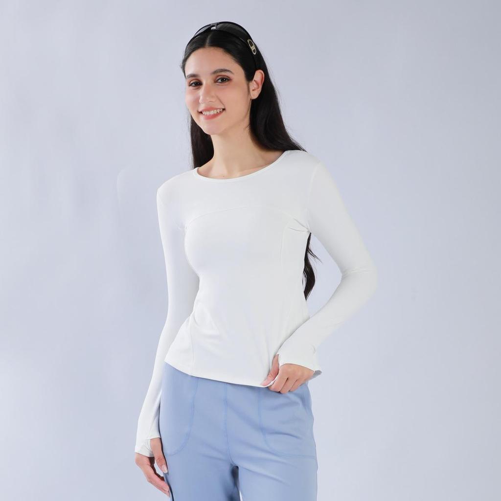 Women's Long Sleeve Yoga Top with Finger Loops - Back Slit Running & Fitness Apparel