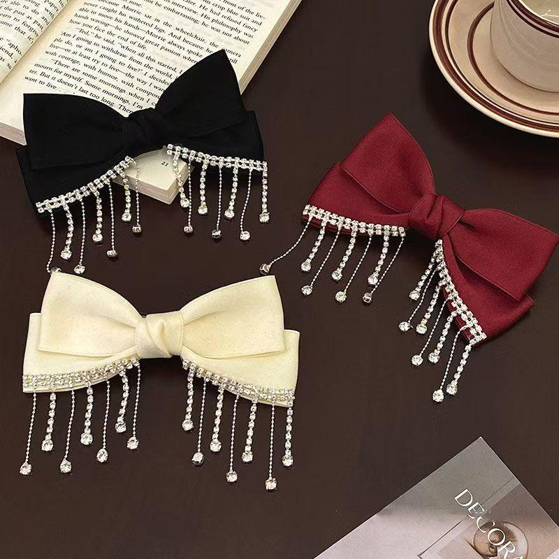 Elegant Sweet Bow Ponytail Hair Clip Solid Color Big Bowknot Hairpins For Women Girls Simple Hair Accessories Gifts