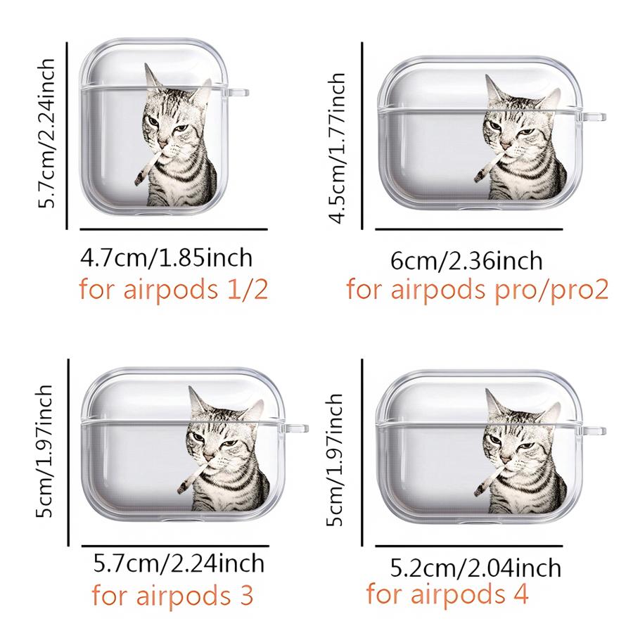 Clear Earphone Cases Cover Case For Airpods 4 Pro 2 Pro3 3 Pro2 1 Cool Cat