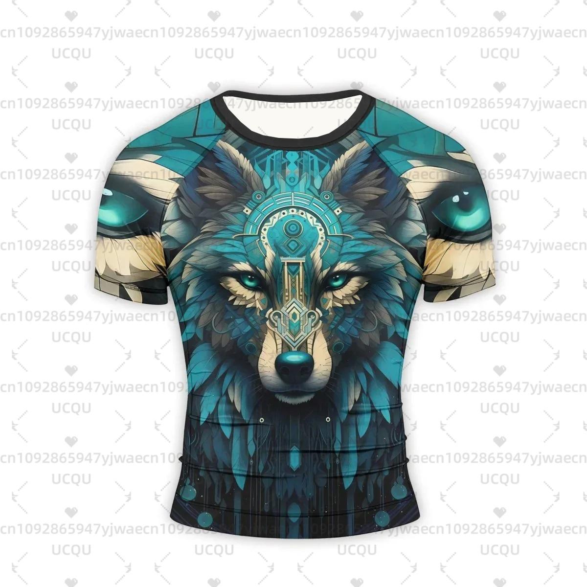 Wolf Tribal Print Men s Women s Short Sleeve Fitness Gym Crew Neck Graphic Plus Size Casual Sports Style Summer T-Shirt Tops L