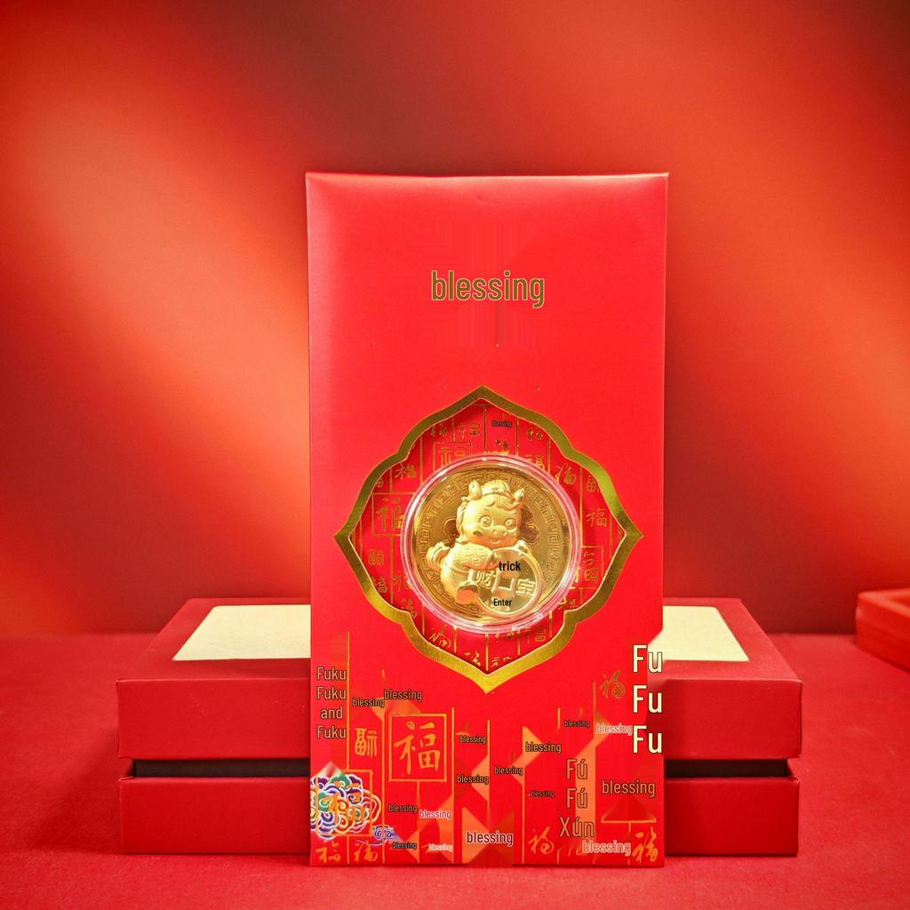 2026 Year of the Horse Red Envelope Gold Zodiac Coin - Auspicious New Year Gift