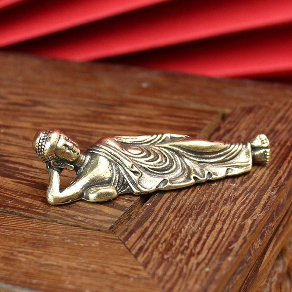 Pure Copper Shakyamuni Buddha Ornament Mini Brass Buddha Statue Lying Shakyamuni Miniatures Office