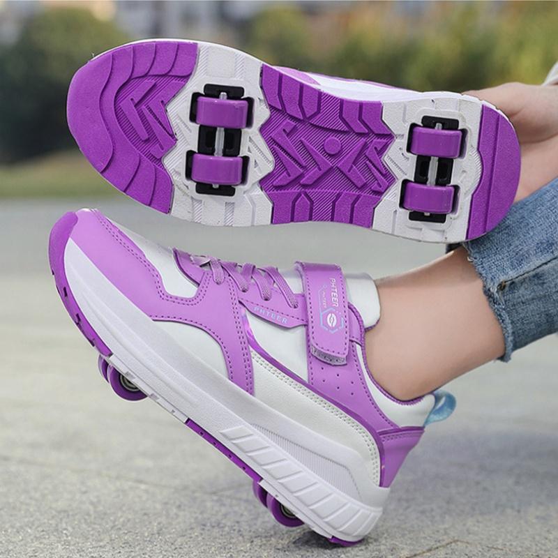 Kids 4-Wheel Roller Skates Shoes New Sneakers For Boy and Girls Outdoor sport Skating Skates Shoes With Wheels