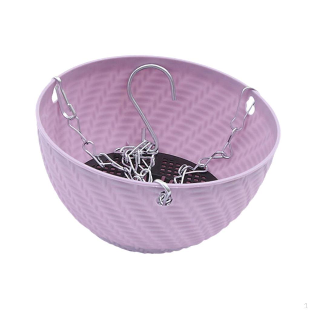 Hanging Basket Plant Pot Flower Bowl with Built-in Water Reservoir And