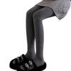 Fleece-Lined High-Waisted Grey Stirrup Footed Leggings for Women - Warm Micro-Compression Vertical Striped Tights