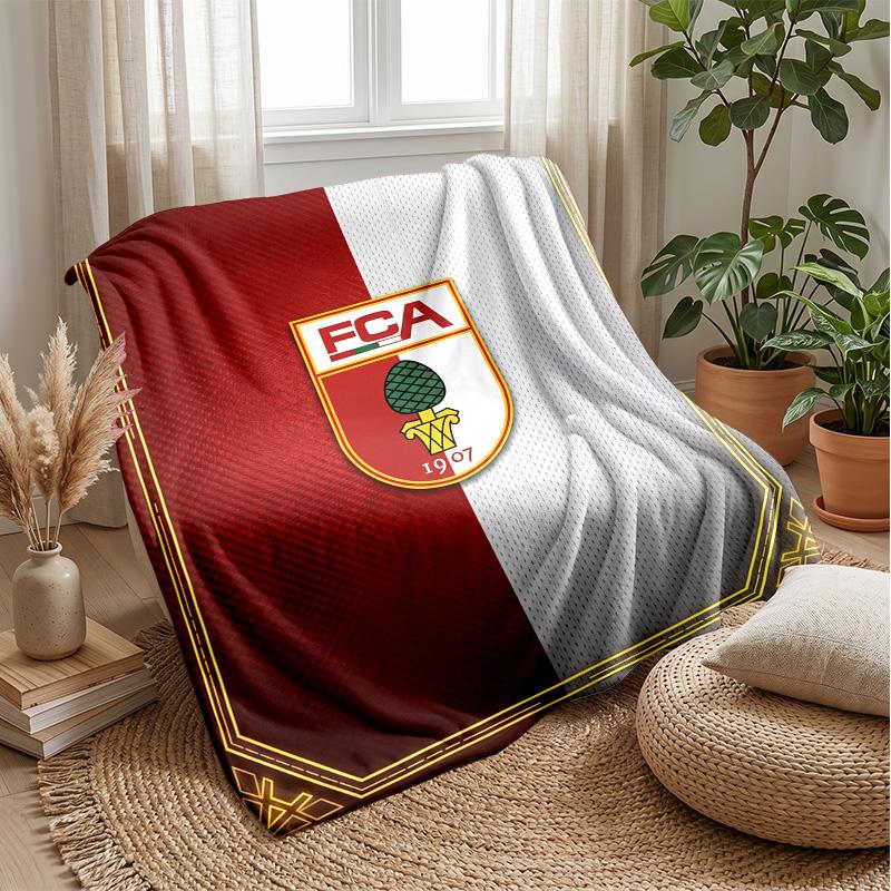 FC Augsburg FC Weiche Flanell-Fleece-Decke Leicht Gemütlich Warm Überwurfdecke für Sofa Bett Heimdekoration