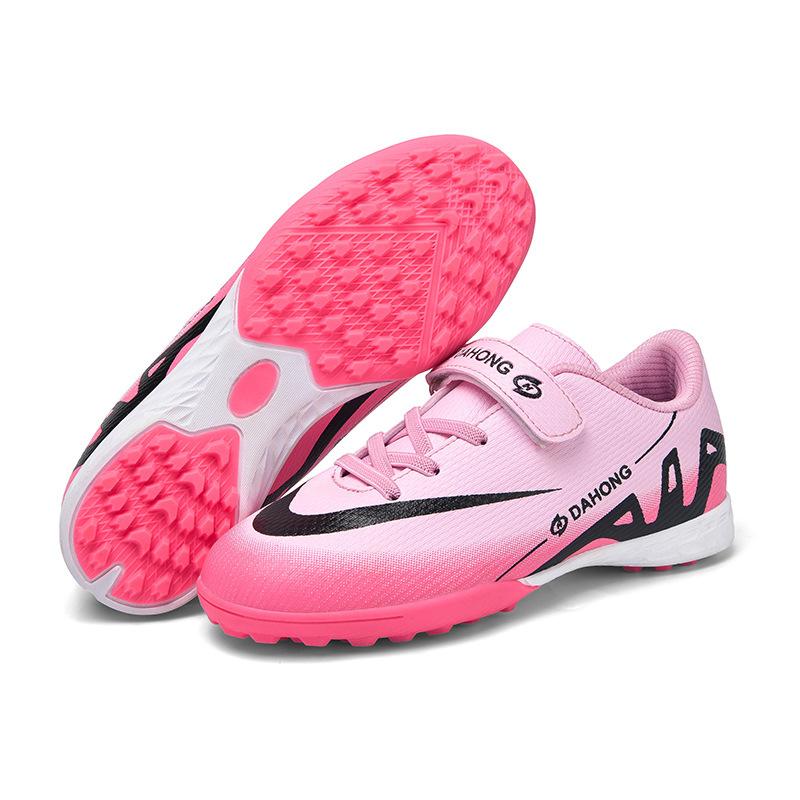 

Детские футбольные бутсы на липучке для мальчиков, кроссовки для тренировок для начальной школы, для девочек, для игры на крытом поле 39 розовый