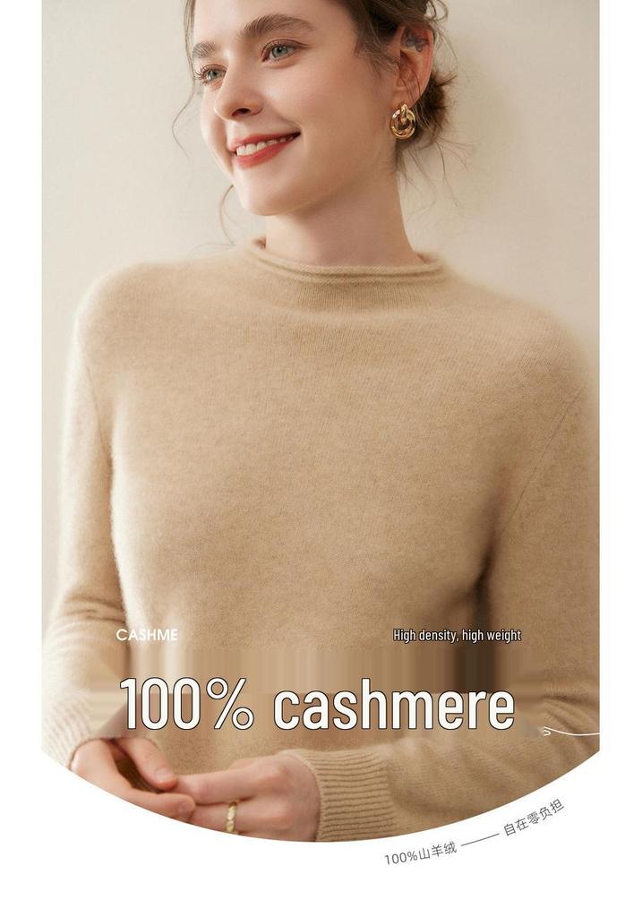 2025 Autumn/Winter Women's High Neck 100% Pure Cashmere Soft Knit Sweater - Thick, Skin-Friendly Inner Layer.