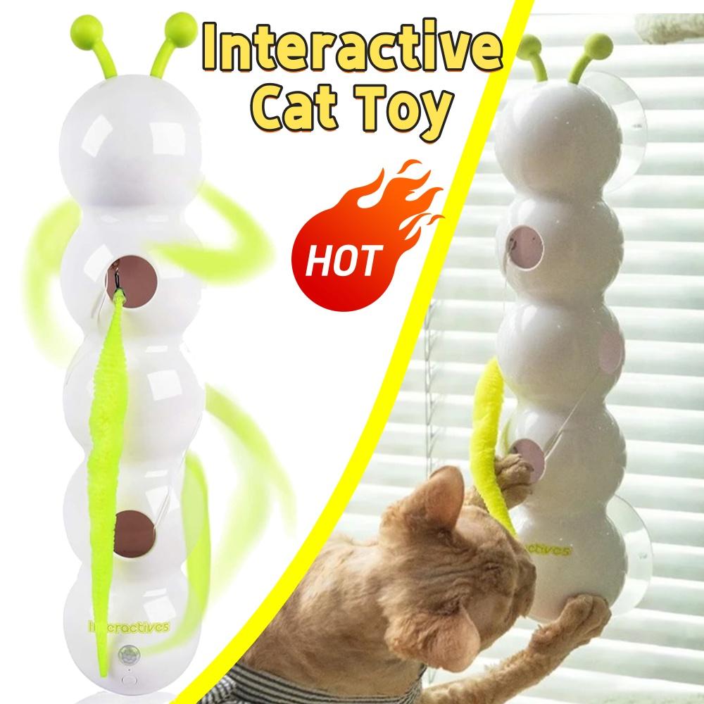 Caterpillar Interactive Cat Toy Motion Activated Teasing Cat Toy Rechargeable Automatic Cat Toy with Tail for Indoor Cats