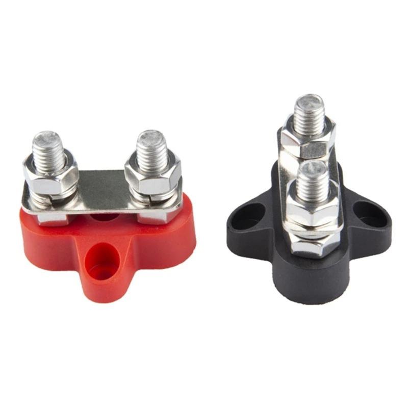Single/Dual Terminal Block Stud 12-48V Bus Bar Power Terminal Block Positive Negative Fixed Wiring Bolts For Truck Rv Boat