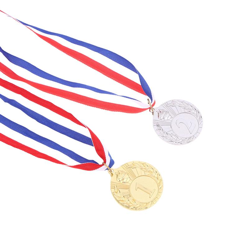 1 Stück 5 cm Gold Silber Bronze Metall Auszeichnungsmedaillen Siegermedaillen mit Halsband Wettbewerbsmedaillen Schülerbelohnungen Sportmedaillen