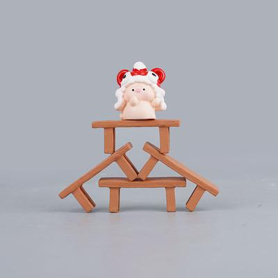 Mini Small Bench Small Stool Micro Landscape Ornament Resin Simulation Wood Chair Ornament Toy