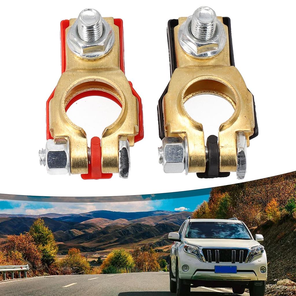 Top Grade Copper Battery Terminal Clip Connector Set for Vehicles (2Pcs)
