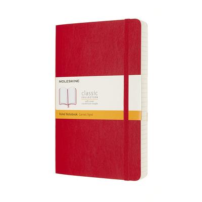 Moleskine Classic Expanded Notebook (400 Pages), Softcover, Horizontal Ruled, Large Size (13cm X 21cm), Scarlet Red, QP616EXPF2
