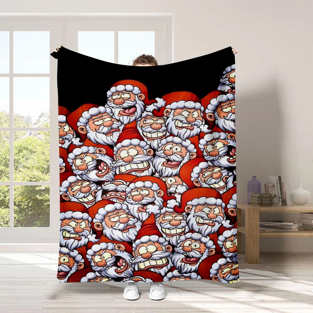 Christmas Cartoon Series Printed Blanket for Sofa Travel Camping Living Room Office Conditioning Blanket for All Seasons Gifts