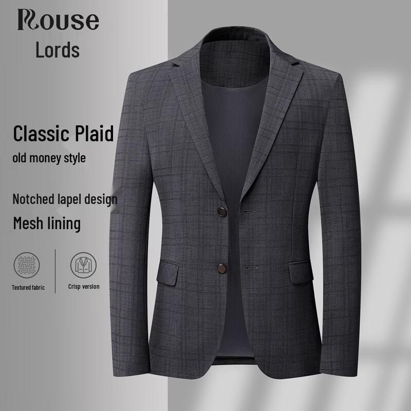 

Мужской пиджак в клетку в стиле business casual с лацканами 4XL/195