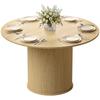Round Dining Table for 4-6 People, Diameter 120 X 75 Cm, Kitchen Table with Fluted Cylindrical Base, Natural Wood