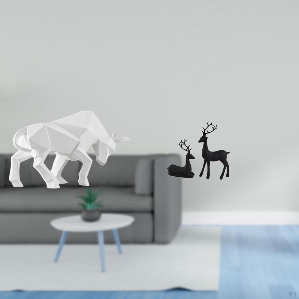 Modern Resin Bull And Statue Abstract Animal Figurine Collectible Ornament for Entryway Tabletop