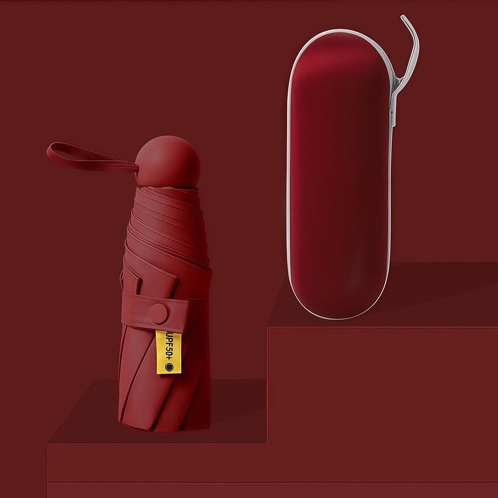 Compact Capsule Sun and Rain Umbrella: Thickened, UV-Protected, Dual-Use, Folding Black Glue Design