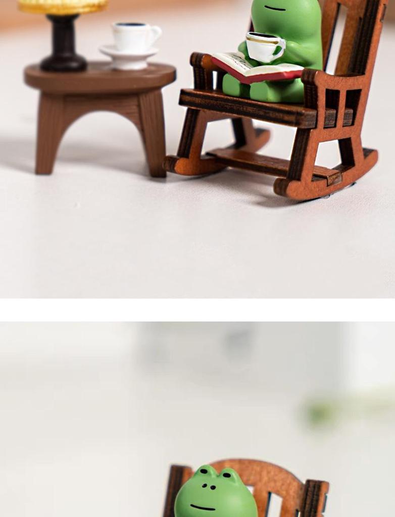 Handmade Cute Frog Rocking Chair Ornament - Healing Resin Craft for Desktop or Car Decor