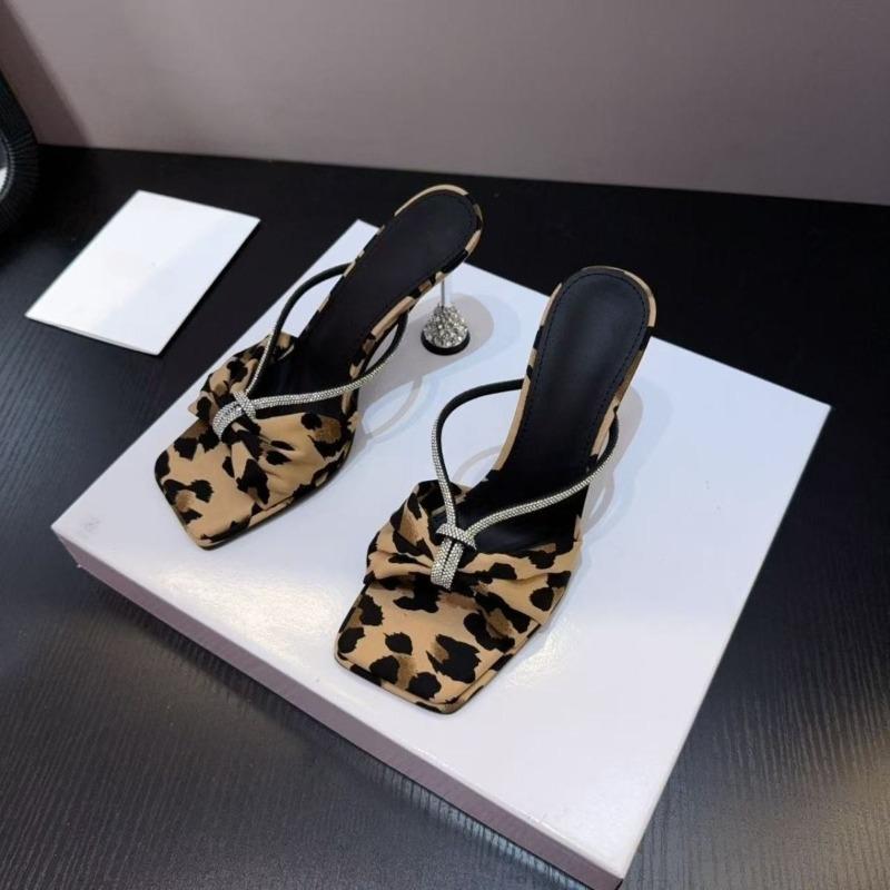 

Модные женские туфли на каблуке из атласа, летние новые, с квадратным носком, открытым носком, бантом, стразами, противоскользящие, износостойкие, уличные шлепанцы 39 цветной печати леопарда