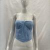 European and American summer temperament strapless waist cinching sexy lace up vest
