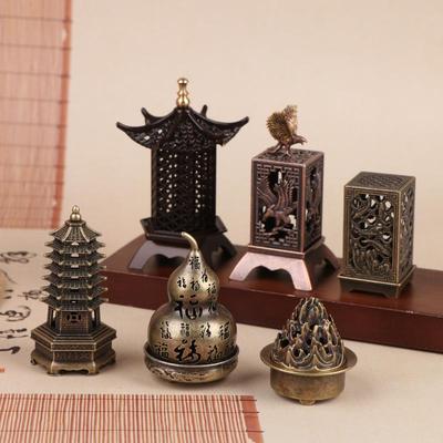 1 Piece Indoor Aromatherapy Home Ornament Square Vertical Incense Burner Small Xiangyun Alloy Incense Holder
