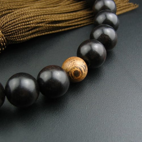 Myorenka Men's Prayer Beads, Ebony, 13mm, 22 Beads, Simple Style, Made of Ironwood (Tagaya), with Prayer Bead Case, Suitable for Funerals, Buddhist Me