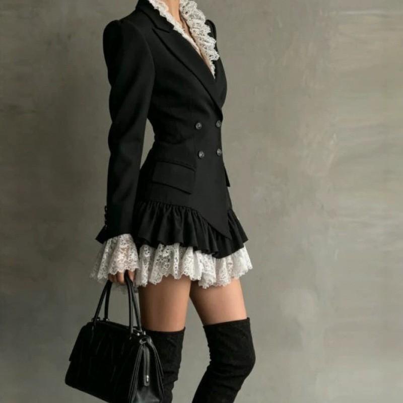 Temperament Commuter Long Sleeve Dress Color Block A-Line Mid-Length Women 2026