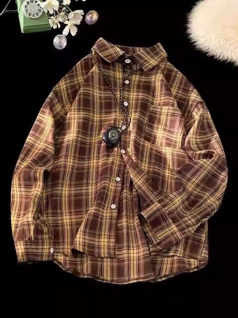 Women's Spring/Autumn Loose Fit Lazy Vintage Long Sleeve Shirt